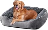 JOEJOY Dog Bed Extra Large Washable Non-Slip Plush Grey