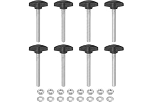 HARFINGTON 8pcs Tee Wing Knobs M8 x 60mm Metric Thread 36mm T Head Plastic Handles Thumb Screws Hand Clamping Threaded Stud Knob Grip Thumbscrew with Nuts Washers, Black