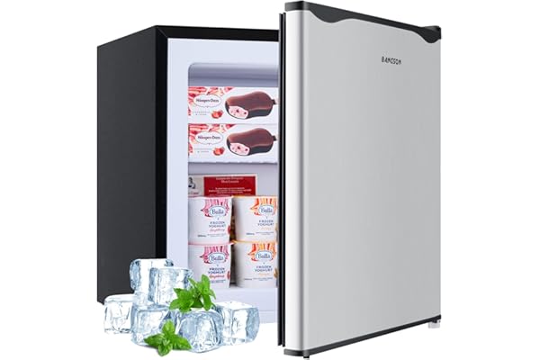 BANGSON Upright Freezer,1.1Cu.ft Energy-Saving Mini Freezer with Removable Shelf, Single Door Small Freezer for Home/Dorms/Apartment/Office(Silver)