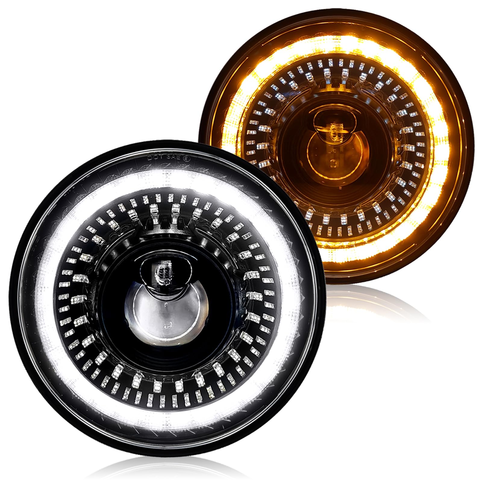 Photo 1 of AUTOGOOD Gradient Start-up Halo Round 7inch Led Headlights Compatible with Jeep Wrangler JK JKU TJ LJ Chevy Ford GMC Dodge Mazda Nissan Mack VW etc H6024 Hi/Low Sealed Beam with DRL Turn Signal