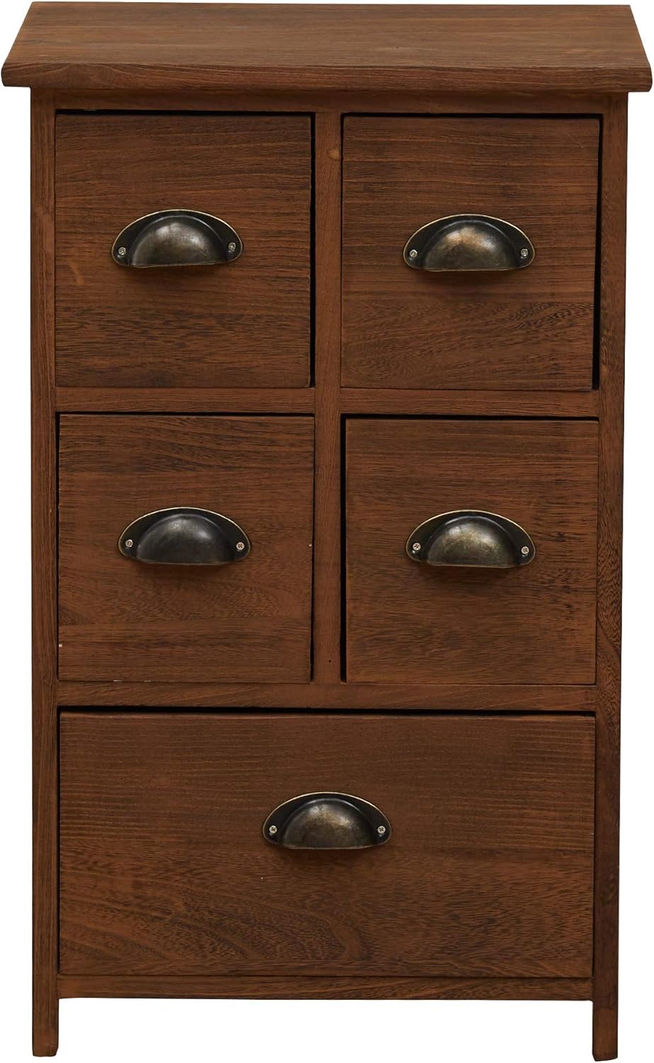 Rebecca Mobili Mesita de Noche marrón, cajonera Madera, 5 cajones, Estilo Vintage, Muebles Dormitorio baño- Medidas: 66 x 40 x 30 cm (AxANxF) - Art. RE4107