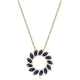 MORGAN & PAIGE .925 Sterling Silver 18K Yellow Gold Plated Lab Created or Genuine Gemstone Circle Pendant Necklaces for Women - Choice of Gemstone, Hypoallergenic Silver Necklaces for Women, 18"
