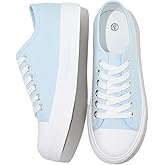 Uoidru White Tennis Canvas Shoes for Women Black Canvas Sneakers Womens Fashion Sneakers Classic Lace Up Walking Shoes