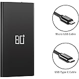 Eighty Plus 10000mAh Quick Charge 3.0 Universal Portable Charger, Ultra Compact USB Type C External Battery, Slim & Light Li-Polymer Power Bank For Phones Tablets MacBook and More (Black)