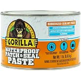 Gorilla Waterproof Patch &amp; Seal Rubberized Sealant Paste, White, 1lb Can | Fills Large Gaps and Cracks, Blocks Water and Air Intrusion, Ideal for Roofs, Gutters, And Other Surfaces