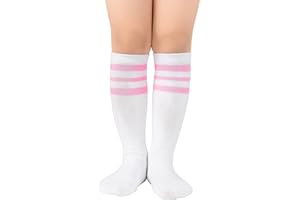 Zando Kids Child Cotton Three Stripes Sport Soccer Team Socks Uniform Tube Cute Knee High Stocking for Boys Girls