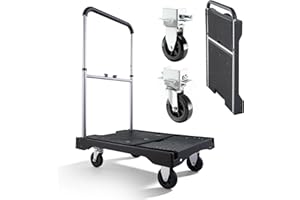 VEVOR Foldable Push Cart Dolly, 330 lbs Capacity, Folding Platform Truck with Swivel Wheels, Moving Platform Hand Truck Flatb