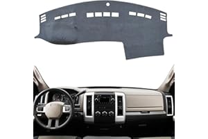 KEYOOG Dashboard Cover Dash Mat Fit for 2018-2009 Do-dge Ram 1500,2018-2010 Ram 2500 3500 (Without HUD Models),Car Dash Board Mat Anti-Glare Carpet,Non-Slip Pad Sunshield Protector (Grey)