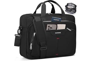 RAINSMORE 17.3 Inch Laptop Bag Expandable Briefcase for Men Large Water-Resistant Computer Bag for Work, Office, Travel