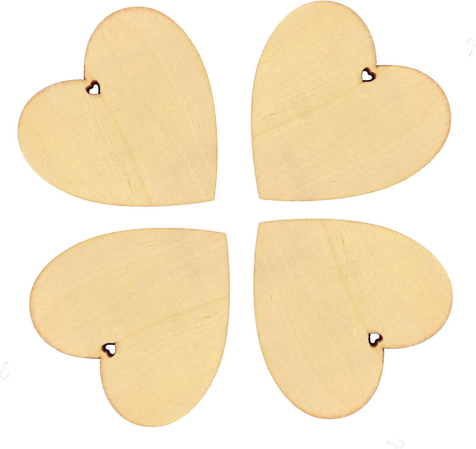 Seventopia Heart Shape Blank Wood Discs Bulk with Holes for Crafts Centerpieces 10 Pieces Unfinished Wooden Christmas Cutouts Ornaments to Paint