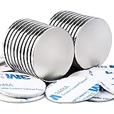 MIKEDE 20 Pack Strong Neodymium Disc Magnets with Double-Sided Adhesive, 1.26 inch D x 0.08 inch H Super Strong Rare Earth Ma