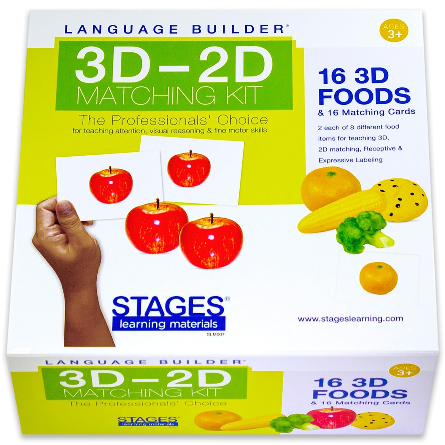 Lang-O-Learn Stages Learning Language Builder 3D-2D Foods Matching Kit for Autism Education & Aba Therapy Flash Cards