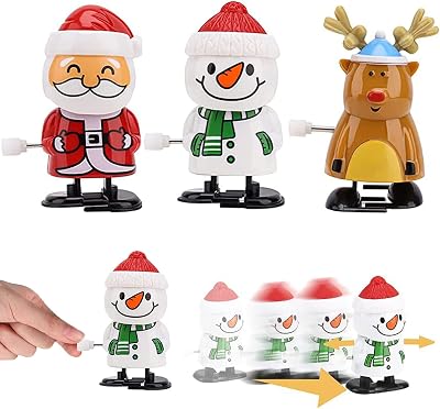 POPOYU 3Pack Christmas Wind Up Toys Funny Jumping Walking Clockwork Kids Party