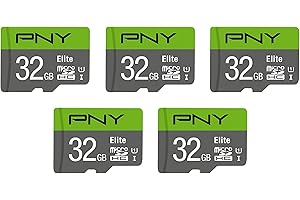 PNY 32GB Elite Class 10 U1 microSDHC Flash Memory Card - 100MB/s, Class 10, U1, Full HD, UHS-I, Micro SD, 5 Count (Pack of 1)
