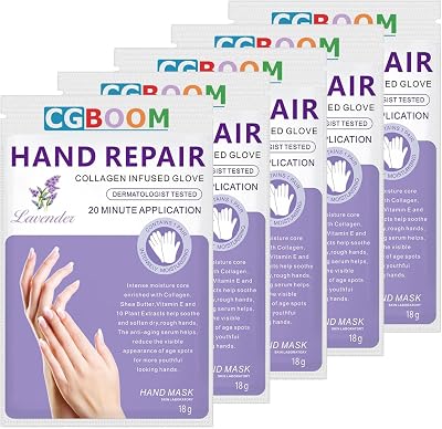 CGBOOM 5 Pairs Hands Moisturizing Gloves with Collagen Infused Mask