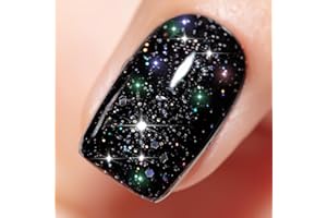 YTD Likomey Gel Nail Polish,15ml Sparkling Colorful Chunky Black Glitter Soak Off UV Nail Gel Varnish Polish,Shiny Salon Home DIY Manicure,CS024