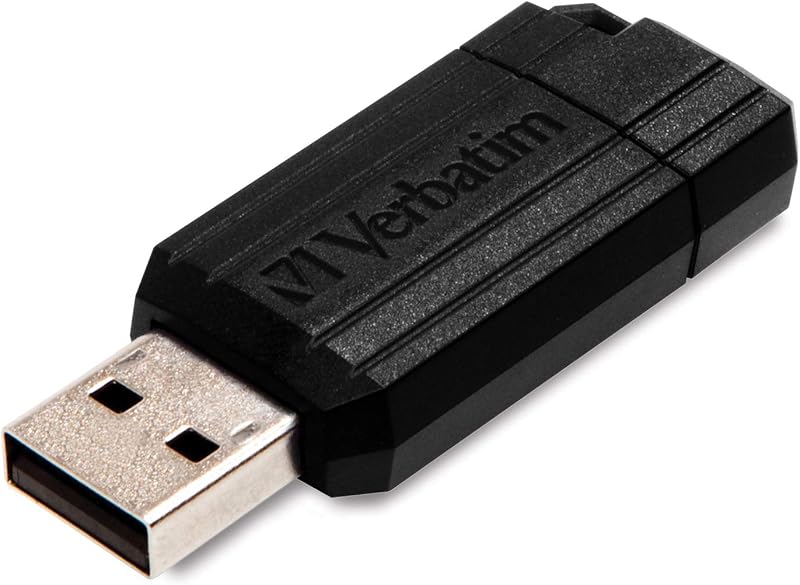 Verbatim PinStripe 8GB USB 2.0 Flash Drive Black Sliding Mechanism Laptop TV