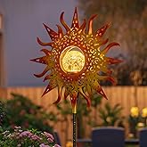 TAKE ME Sun Solar Lights Garden Outdoor Waterproof Metal Stakes for Patio Yard Walkway LawnPatio Mothers Day Gifts Mom Wife Grandma (Red Sun)