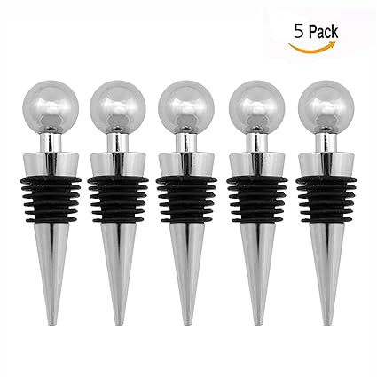 Gearmax Wein gehobenen Weinflasche Stoppers Edelstahl Weinflasche Stoppers Wiederverwendbar Stopper(5 pcs)
