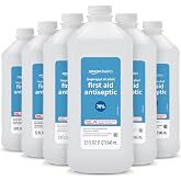 Amazon Basics 70% Isopropyl Alcohol First Aid Antiseptic for Treatment of Minor Cuts, Scrapes and Burns, Prevents Infection, Unscented, 32 fl oz, Pack of 6 (Previously Solimo)