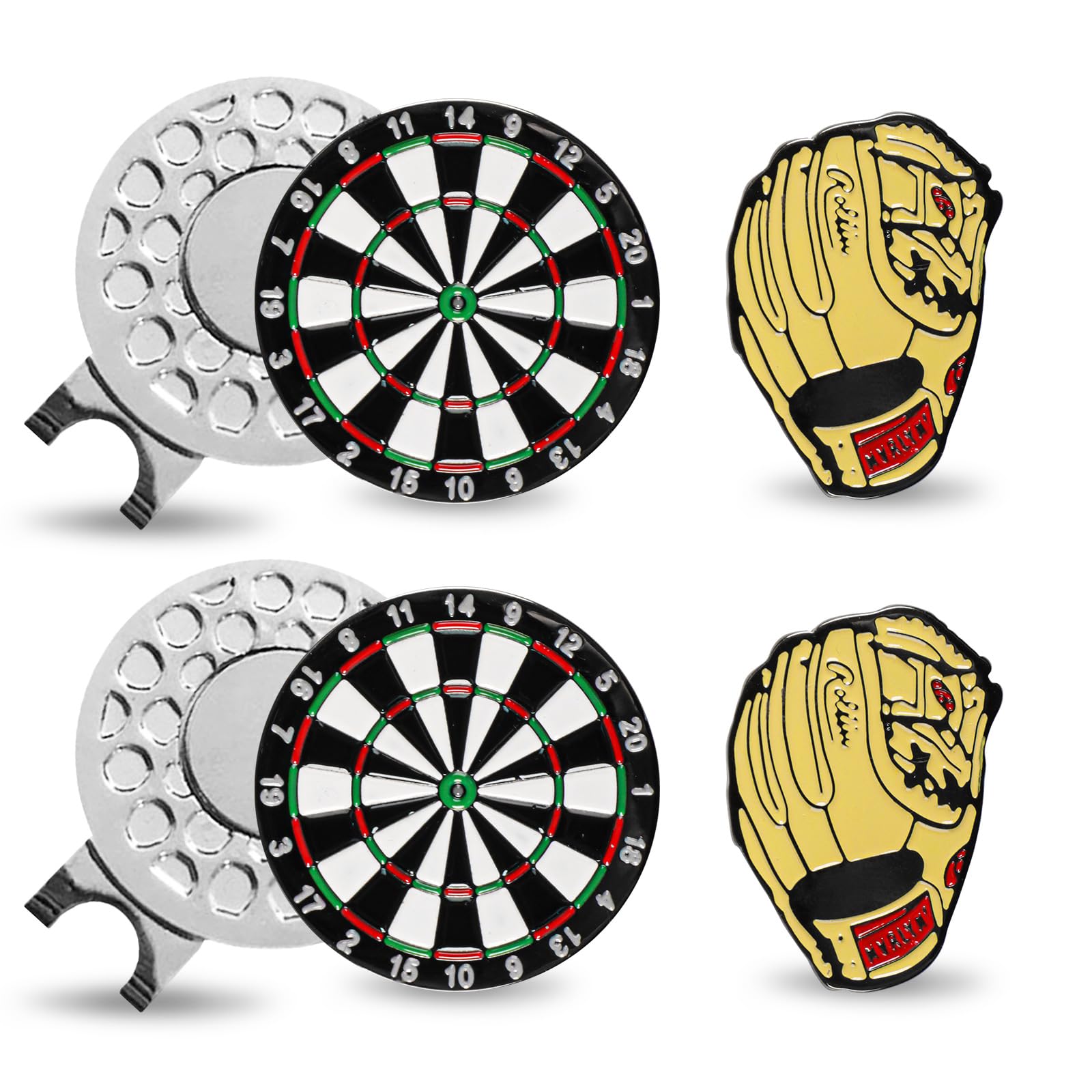 FINGER TEN Golf Hat Clip with Ball Marker Magnetic Value Gift Set, Alignment Clips Attaches Easily to Hat Caps Belt Fashion Pattern Training Aids Accessories for Men Women Durable Removable (Style 6)