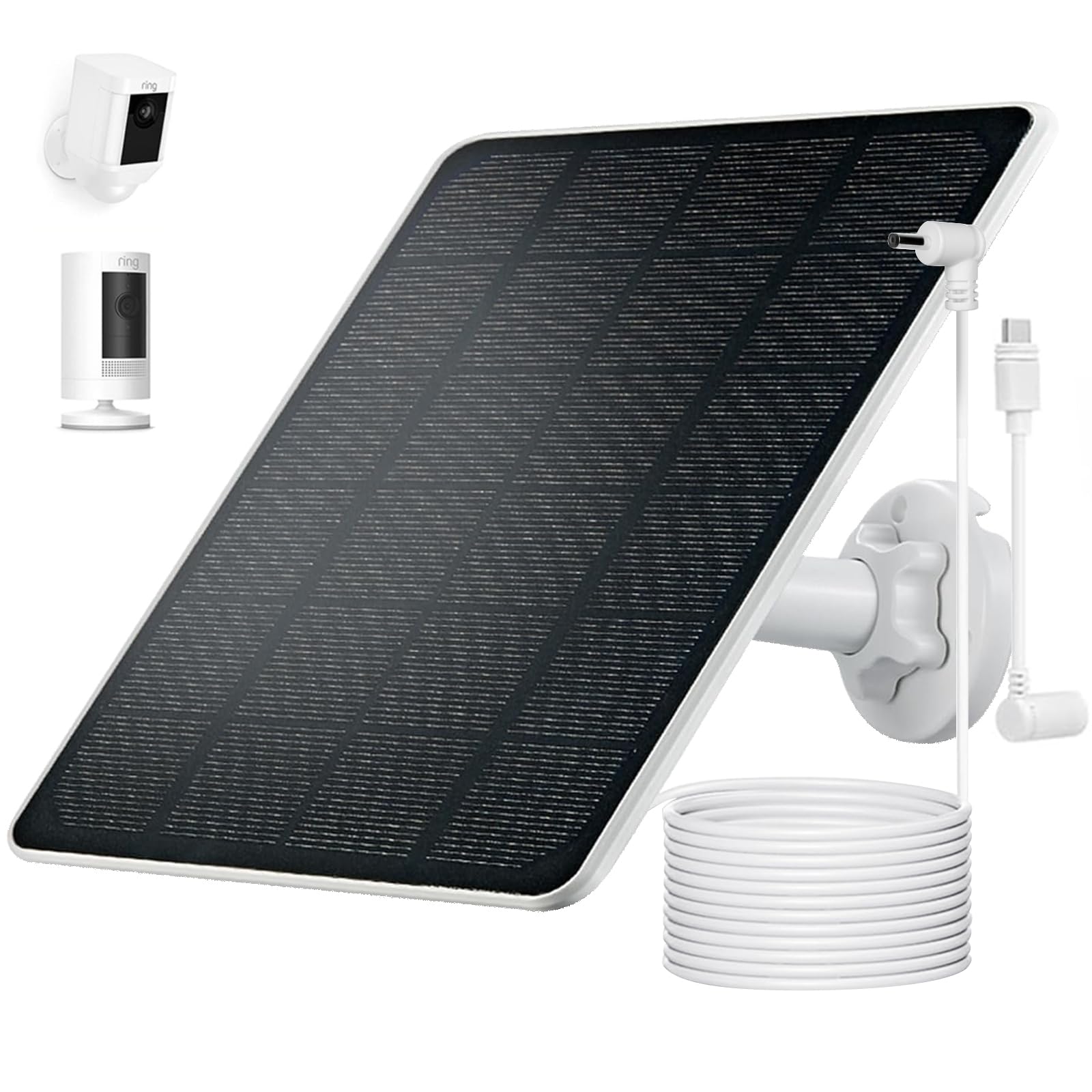 Photo 1 of Ring Camera Solar Panel Charger, Compatible with Stick Up Cam, Stick Up Cam Pro, Spotlight Cam Plus/Pro, 5W5V, Weatherproof, 3M/9.8FT Cable (1Pack)
