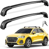 FengYu 300lb Lockable Roof Rack Cross Bars for Audi Q3 2019-2026 | Heavy Duty Aluminum Roof Rails Crossbars Cargo Bars Canoe Rooftop Black Carrier Luggage