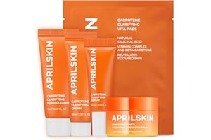 Aprilskin Carrotene Trial Kit - Makeup Cleansing Oil Balm, Foam Cleanser, Vita Toner Pads, Facial Serum, Face Mositurizer