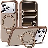 SKYLMW Compatible with iPhone 17 Pro Case with Invisible Magnetic O-Ring Stand Military-Grade Translucent Phone Case for iPhone 17 Pro 6.3" [Compatible with Mag-Safe][Great Grip Feeling],Desert Brown