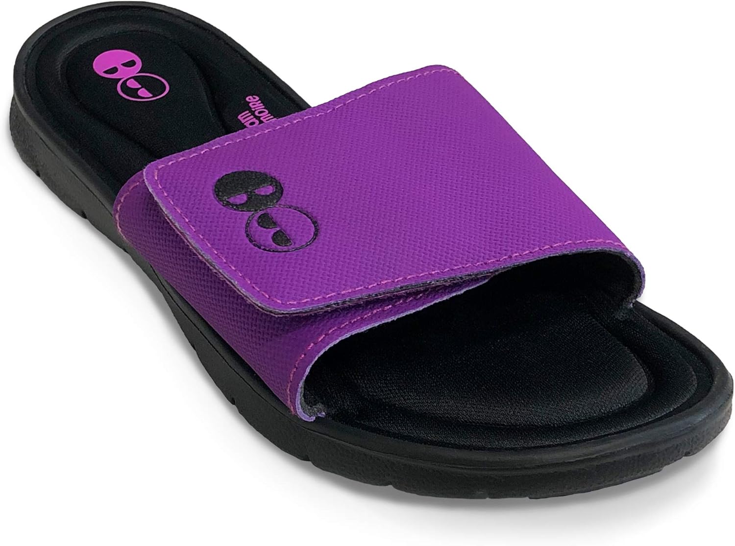 Black & White Women's Memory Foam Slide Sandals (Purple, 9