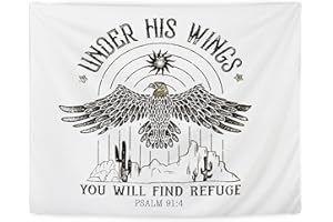 Luvadian Western Christian Tapestry - PSALM 91 Under His Wings Wall Hanging for Bedroom & Living Room Decor, 50x60 Inches