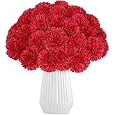 LPREUTWN 36 Pcs Artificial Chrysanthemums Flowers Red Flowers Fake Mums Silk Flowers for Spring Home Decor Christmas Floral Arrangement Halloween Table Centerpiece