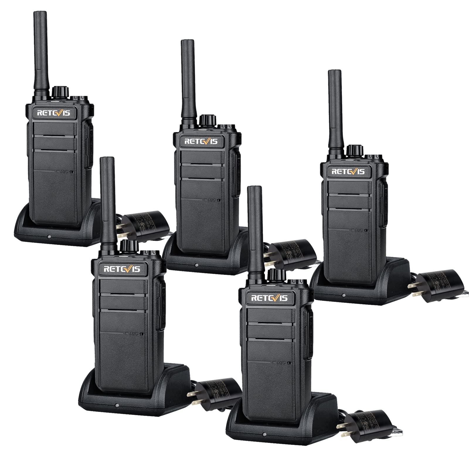 Retevis RB26 GMRS Walkie Talkies de largo alcance, radios comerciales de 2 vías, paquete de 5