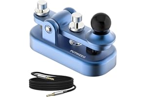 PUTIKEEG Mini Morse Radio Key CW HAM Send Telegram Double Paddle Morse Code Key with Aluminum Alloy Body Base Gold((Dark Blue)