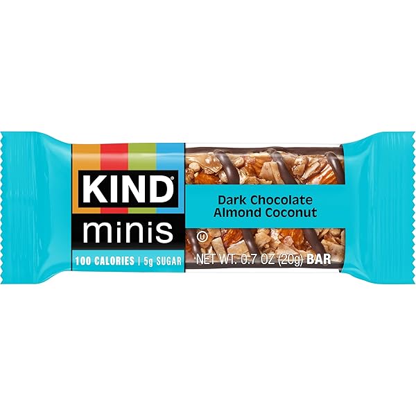KIND MINI SNACK BARS VARIETY PACK, GLUTEN FREE, LOW SUGAR, LOW CALORIE SNACKS, SALTED CARAMEL DARK CHOCOLATE NUT, DARK CHOCOLATE ALMOND COCONUT, 20 COUNT