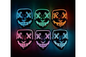 Scary Light Up LED Halloween Demon Mask by BELLADDY INC – Animal Scream Anime Character Purge Joker Clown