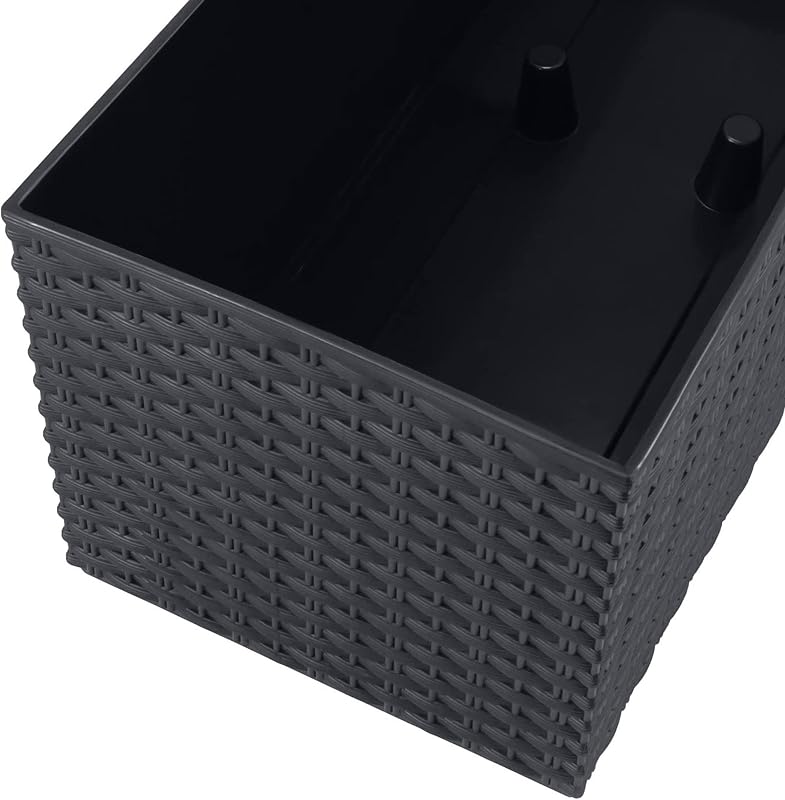 2 unidades de jardinera rectangular 17 litros con autorriego color negro 52 x 20 x 19cm