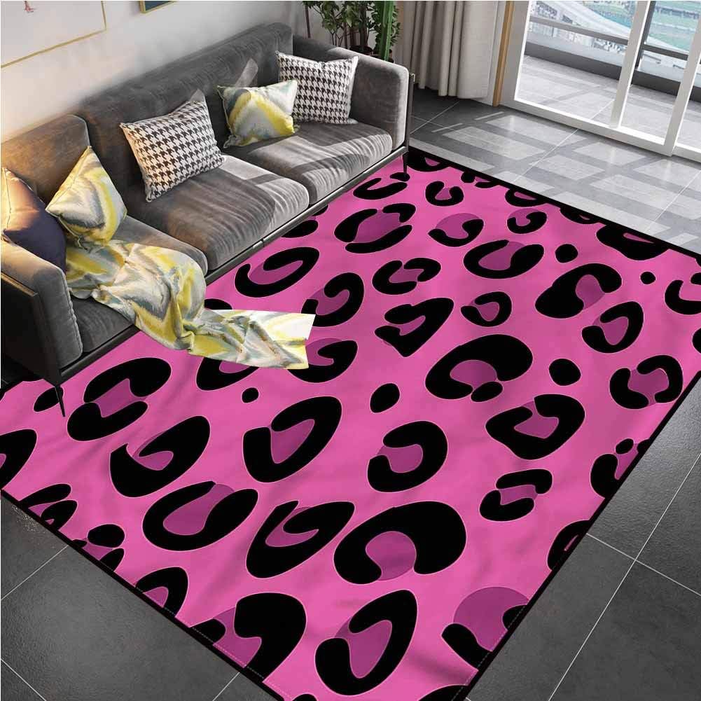 Area Rugs Print Large Carpet Hot Pink, Leopard Animal Skin