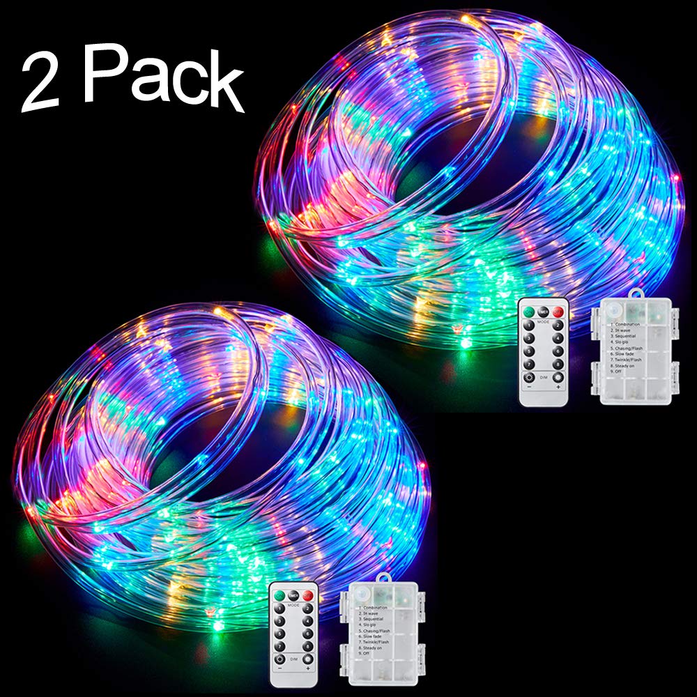 Sunenvoy LED Rope Lights Battery Operated String Lights40Ft 120 LEDs 8