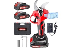 EIOEHTL Electric Pruning Shears Upgraded, Cordless pruning shears (2-Battery Set) 1.4in Cutting Diameter with LCD Battery Display, Ergonomic Non-Slip Grip, Precision Clean Cuts to Protect Hands and Trees