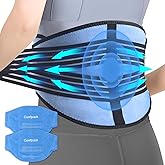Comfpack Ice Pack for Back Pain Relief with Compression, 2 Packs Reusable Lower Back Wrap Ice Brace Hot Cold Therapy for Sciatic Injuries, Tailbone Pain, Lumbar Surgery, Coccyx, Herniated Disc