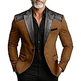 Homhous Men's Vintage Brown Suede Blazer with Leather Trim | Classic Fit Business Casual Sport Coat