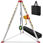 TRSMIMA Confined Space Tripod Kit - Heavy Duty Rescue Tripod Lift Hoist | 1200LBS Winch| 7'Adjustable Legs| 98' Cable Portable Tripod Kit| 32.8' Fall Protection| 4.4-7.02ft Working Height