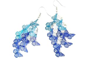 FRODETE Nine Piece Butterfly Earrings for Women Bohemia Long Drop Earrings Mix Color Butterfly Dangle Earrings Butterfly Hook Earrings Jewelry Gift for women