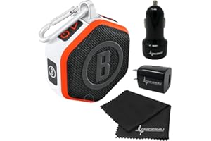 Wearable4U - Bushnell Wingman Mini Orange/White GPS Bluetooth Speaker with Cleaning Cloth and Wall/Car Chargers Bundle