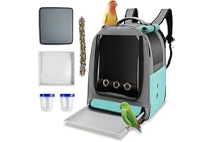 Sysmashing Bird Backpack Carrier,Bird Travel cage Backpack with Tray and Standing Perch,Feeding Tank,Waterproof pad,Used for Parakeets,hornbirds,Lovebirds,Small and Medium-Sized Bird