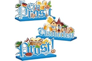 CHYAGCLT 3Pcs Oktoberfest Decorations, Oktoberfest Theme Wooden Table Centerpieces Ein Prosit Table Topper Sign for Bavarian German Beer Festival Party Table Decorations