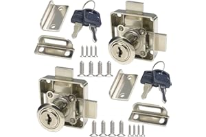 BOOLIAN Double Door Cabinet Lock with Double Deadbolt - Keyed Alike, Left Side Mount - Drilling Diameter 3/4" (2 Pack)
