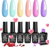 Beetles Gel Polish Unicorn Pastel Colors Set 6 Shades Pink Purple Blue Yellow