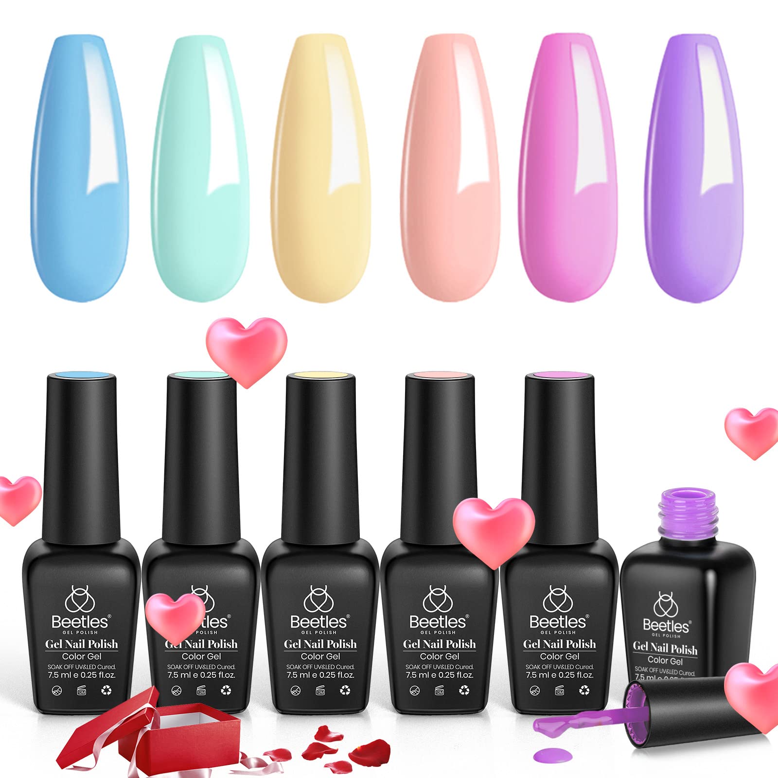 Beetles Gel Nail Polish- Unicorn Pastel Colors Purple Pink Blue Yellow Color Gel Nail Polish Set Nail Art Decoration Soak Off UV Nail Lamp Nail